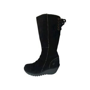Fly London YUST Boots Black Suede Leather Women's Size 10.5 US 41 EU Knee High